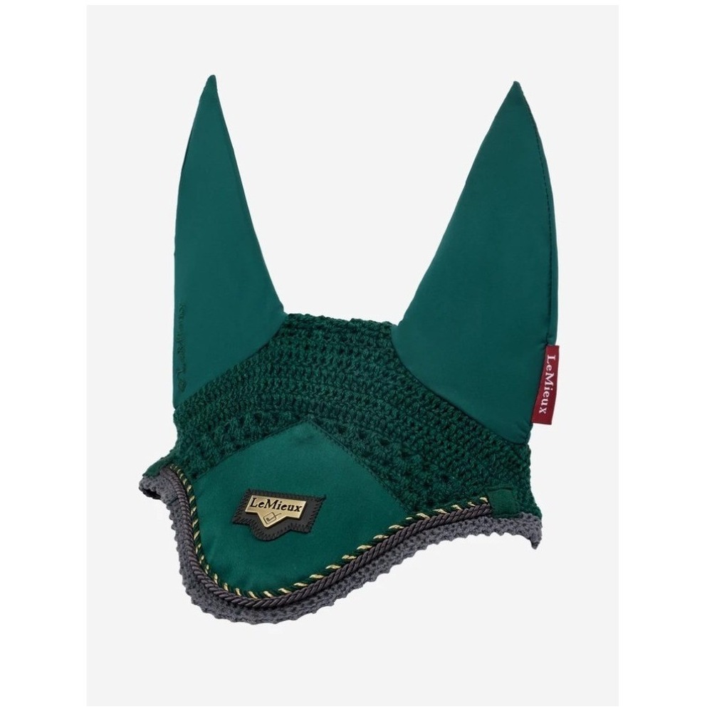 LeMieux Loire Satin Fly Hood Spruce Green Horse Ear Bonnet Large IT03271005
